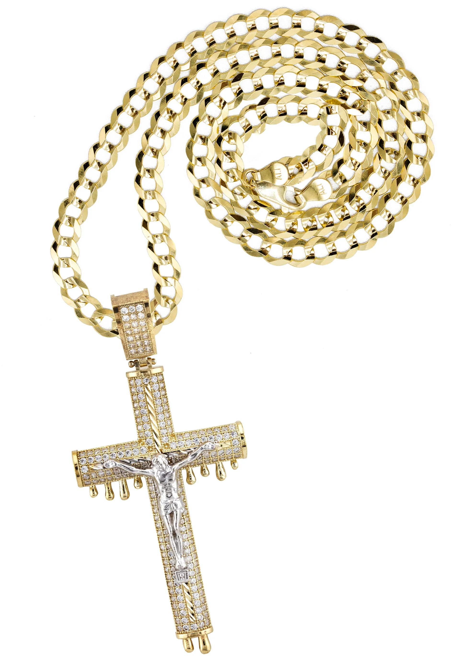 10K Yellow Gold Cross Necklace | Small 12 Grams - Large 20 Grams