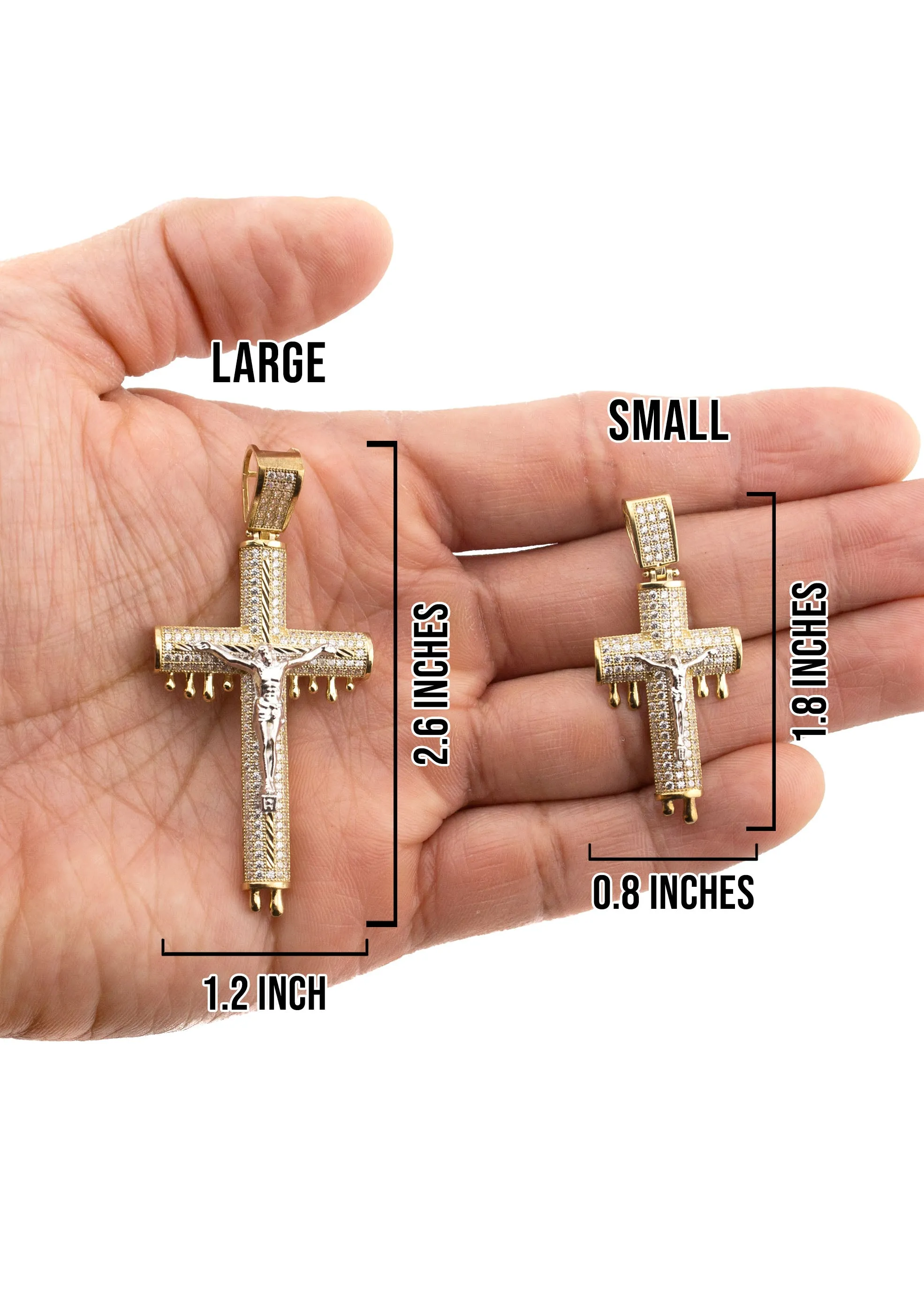 10K Yellow Gold Cross Necklace | Small 12 Grams - Large 20 Grams