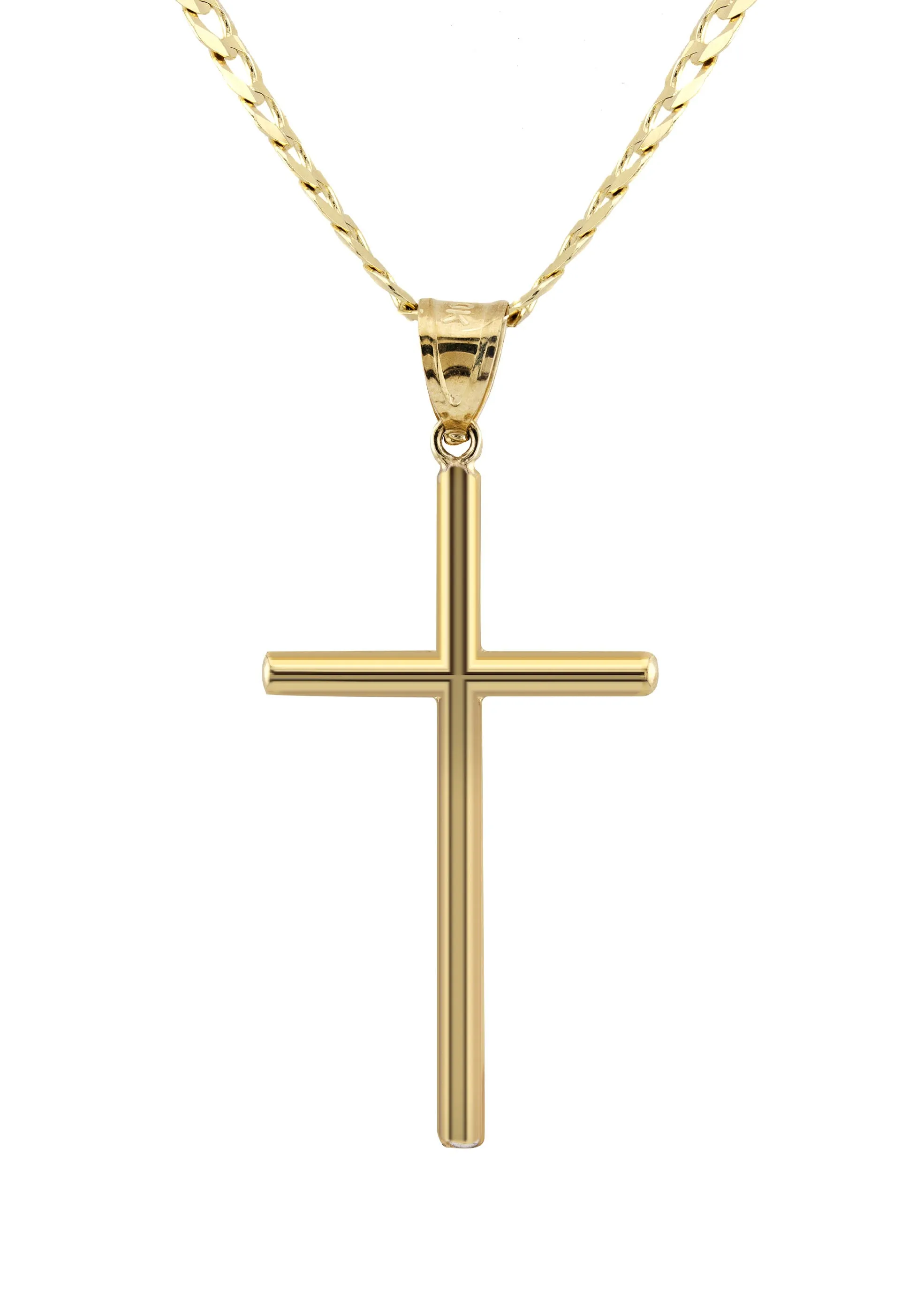 10K Yellow Gold Cross Necklace | Small 3 Grams - Large 7 Grams