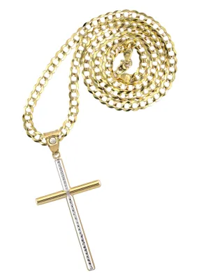 10K Yellow Gold Cross Necklace | Small 3 Grams - Large 7 Grams