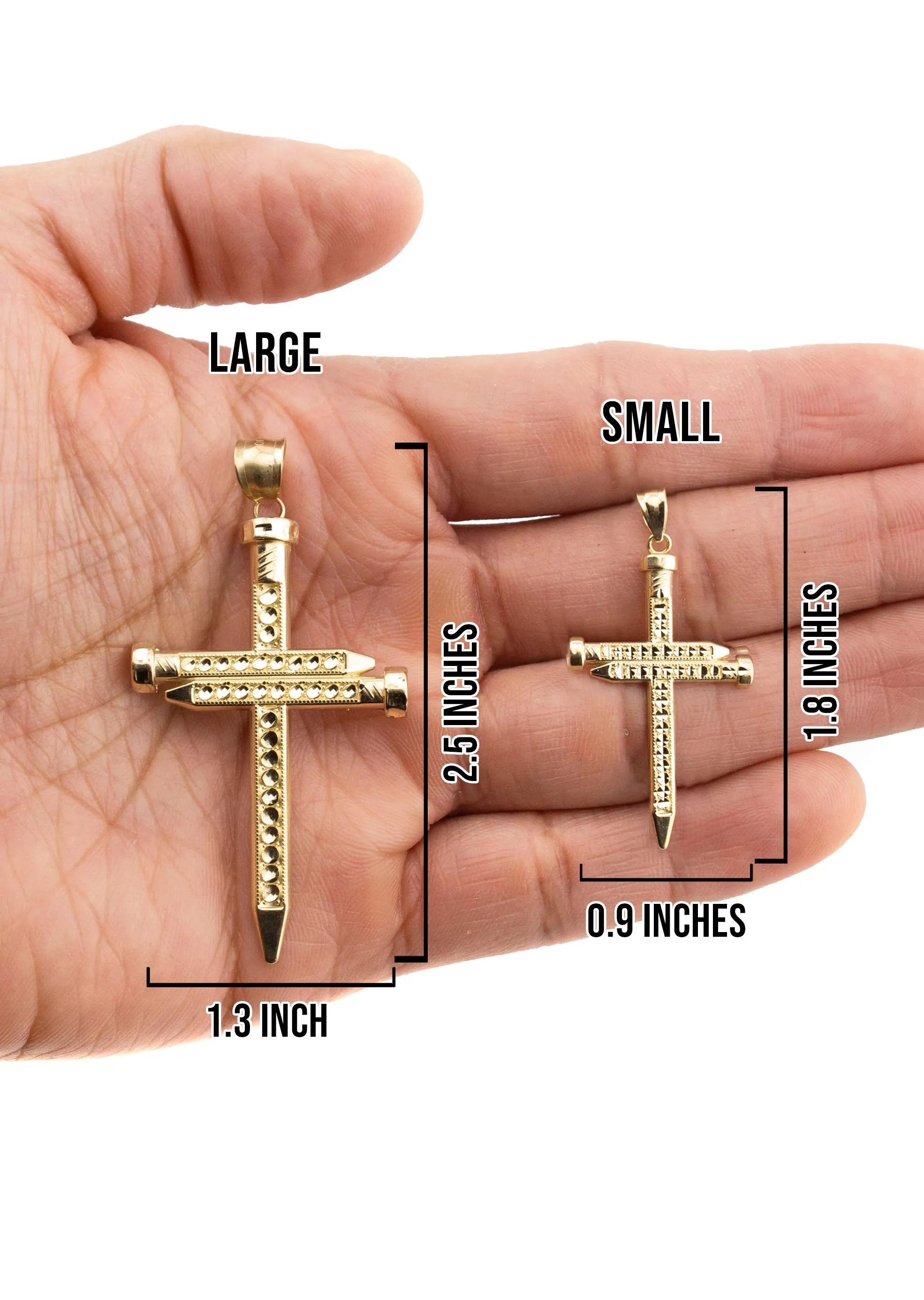 10K Yellow Gold Cross Necklace | Small 6 Grams - Large 10 Grams