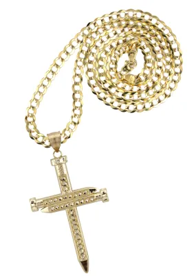 10K Yellow Gold Cross Necklace | Small 6 Grams - Large 10 Grams