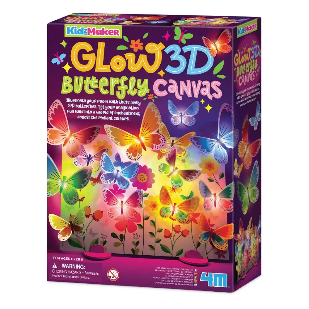 4M KIDZMAKER 3D GLOW BUTTERFLY CANVAS