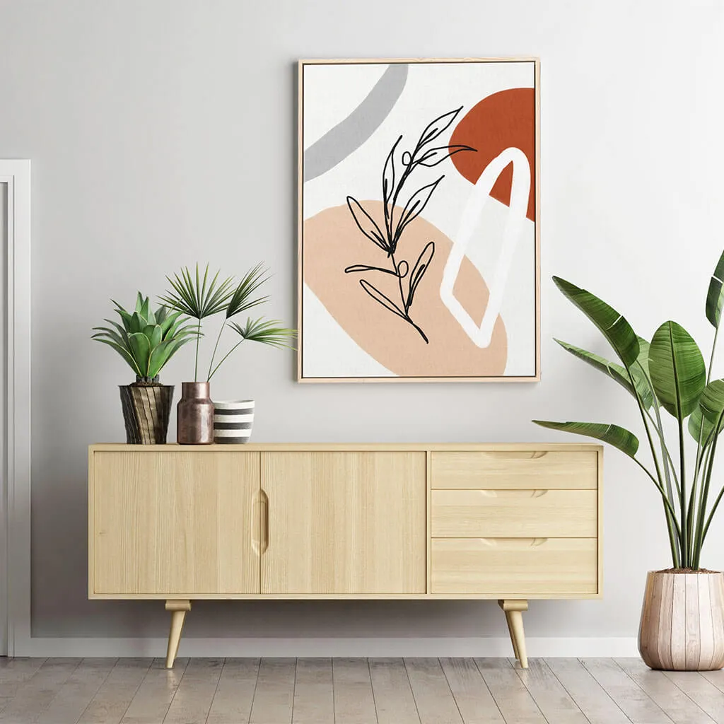 Abstract Botanical Shapes Framed Canvas