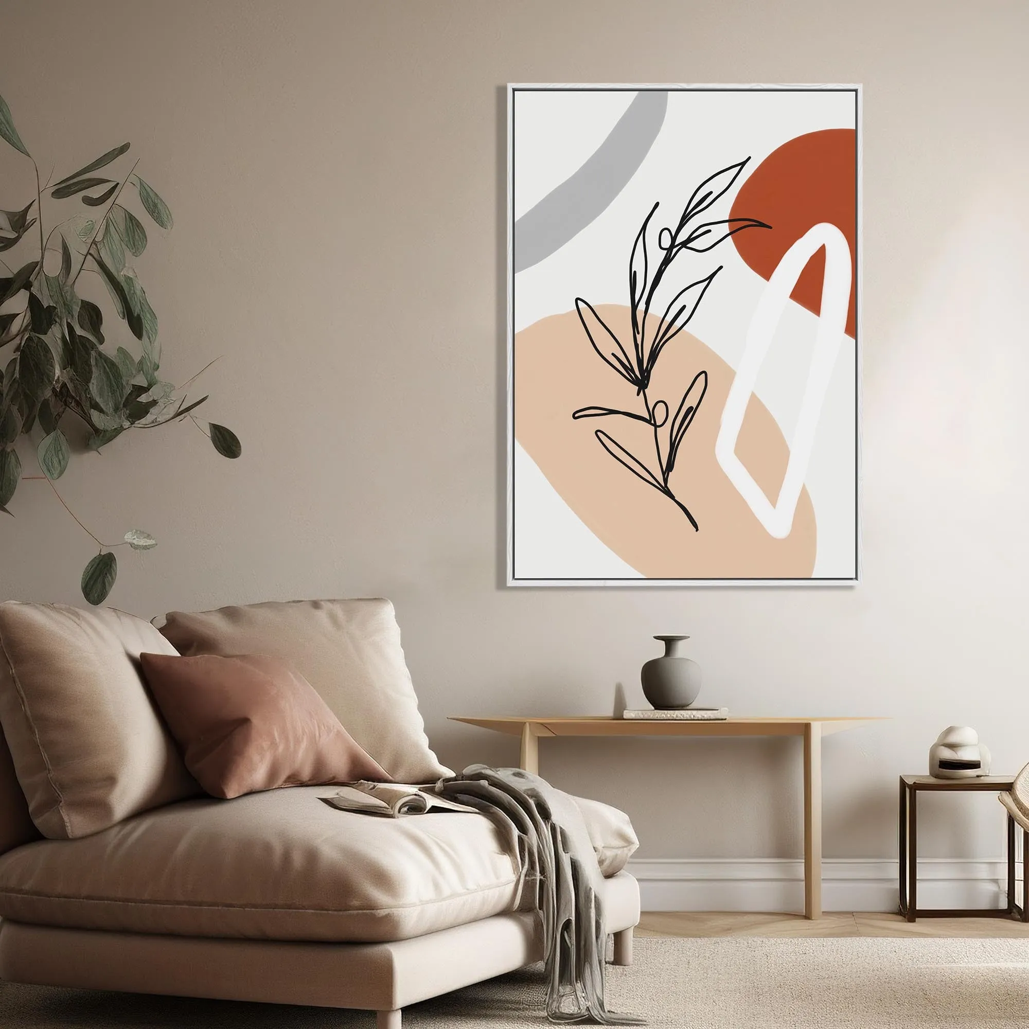 Abstract Botanical Shapes Framed Canvas