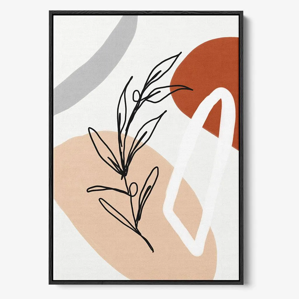 Abstract Botanical Shapes Framed Canvas