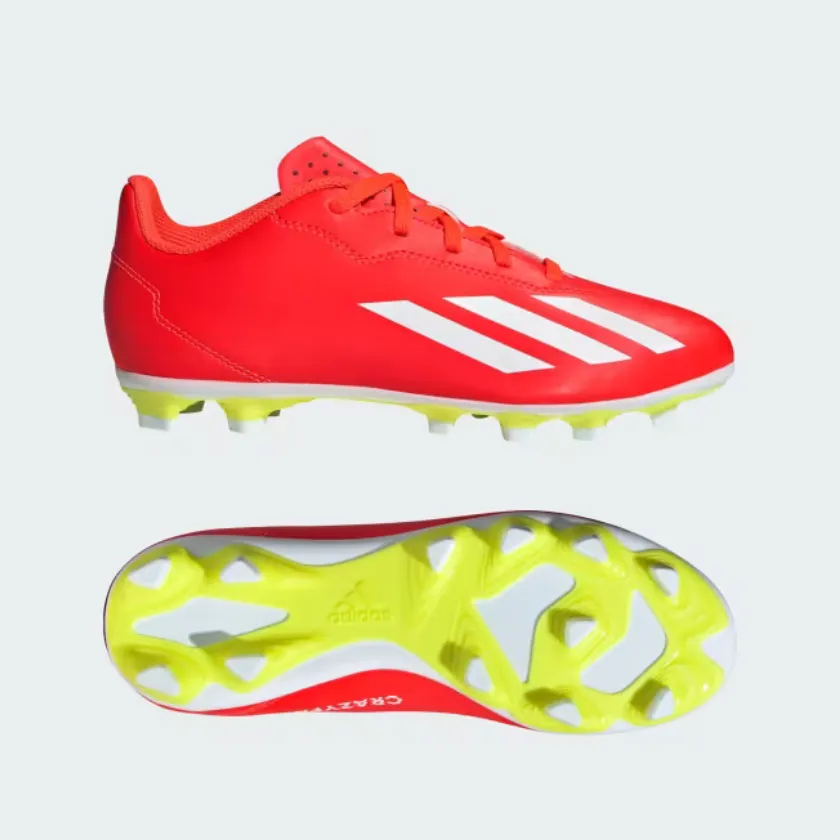 Adidas X Crazyfast Club Flexible Ground Kids Unisex Football Shoes (4-7 year) -Solar Red/Cloud White/Team Solar Yellow 2