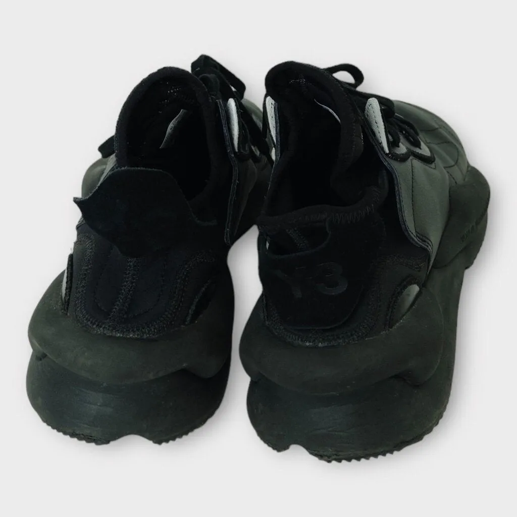 Adidas x Y3 Black Kaiwa Leather   Neoprene Sneakers