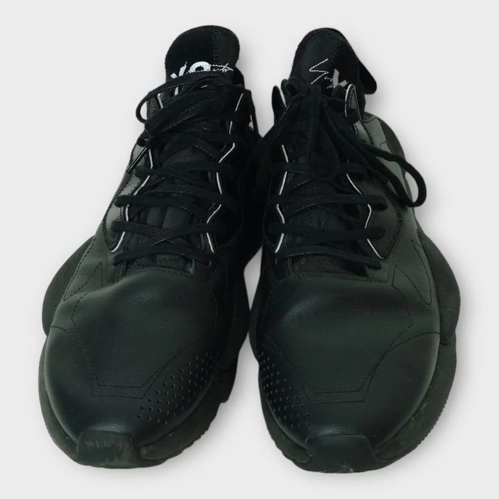 Adidas x Y3 Black Kaiwa Leather   Neoprene Sneakers