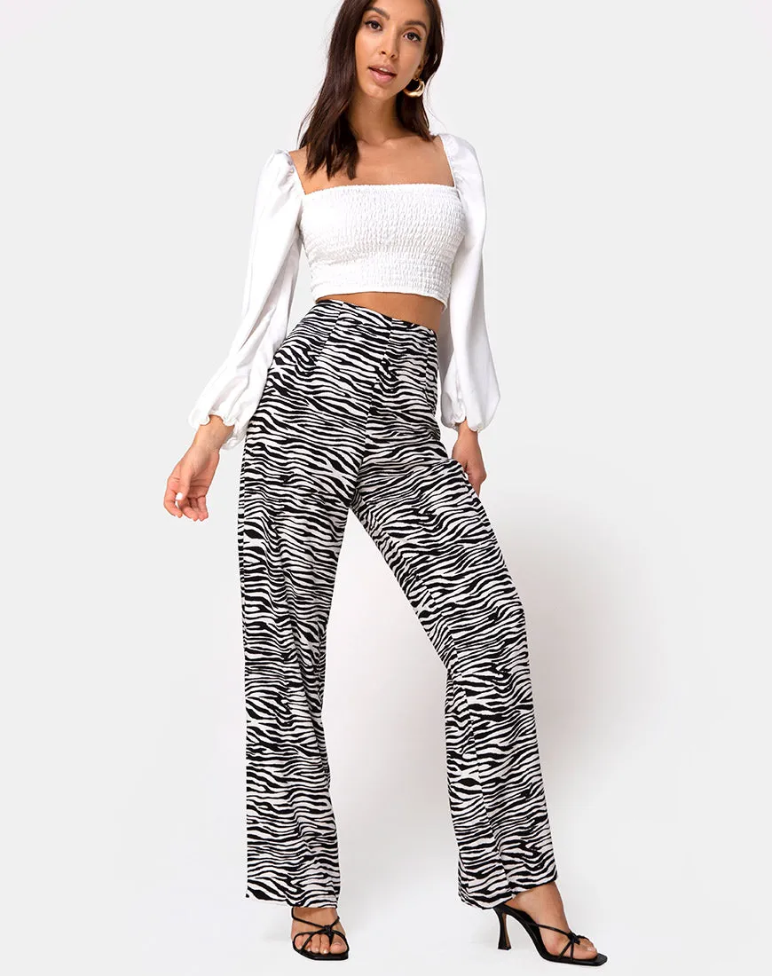 Aely Wide Leg Palazo in Classic Zebra