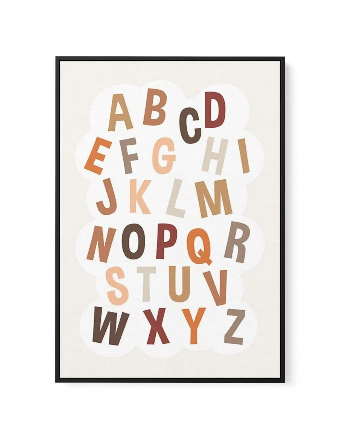 Alphabet Cloud | Neutral | Framed Canvas Art Print