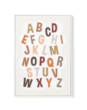 Alphabet Cloud | Neutral | Framed Canvas Art Print