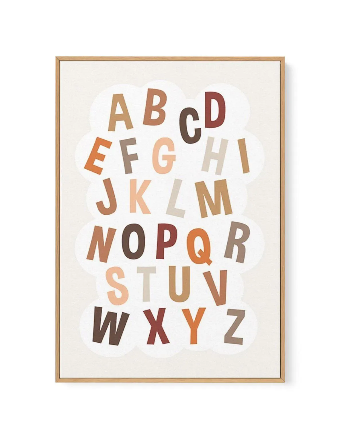 Alphabet Cloud | Neutral | Framed Canvas Art Print