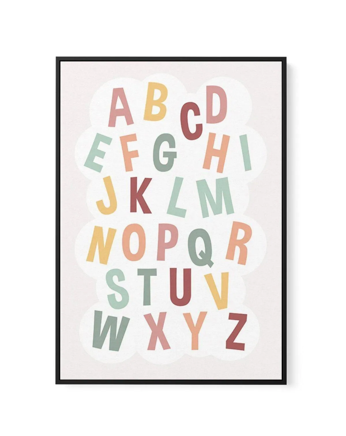 Alphabet Cloud | Soft Pop | Framed Canvas Art Print