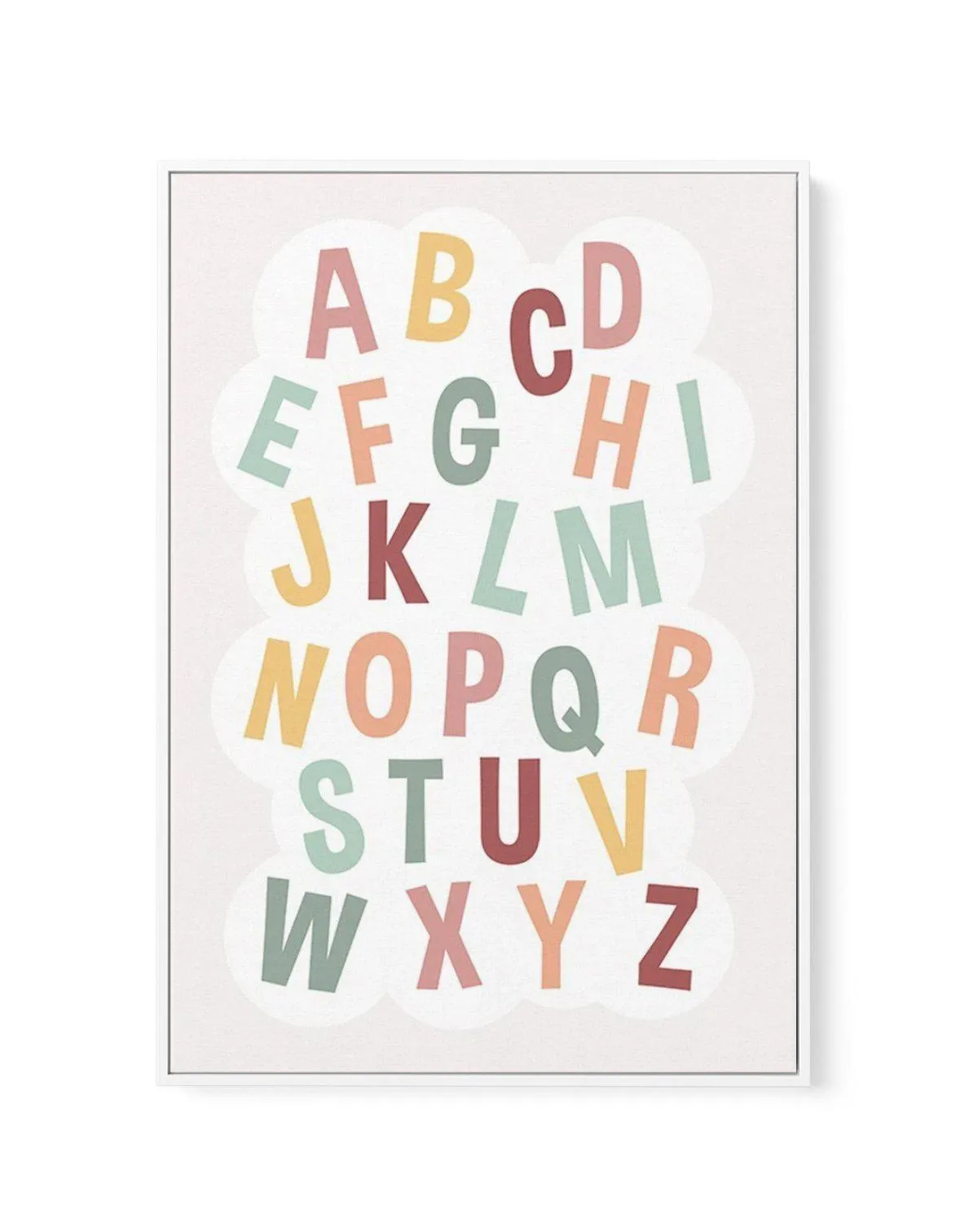 Alphabet Cloud | Soft Pop | Framed Canvas Art Print