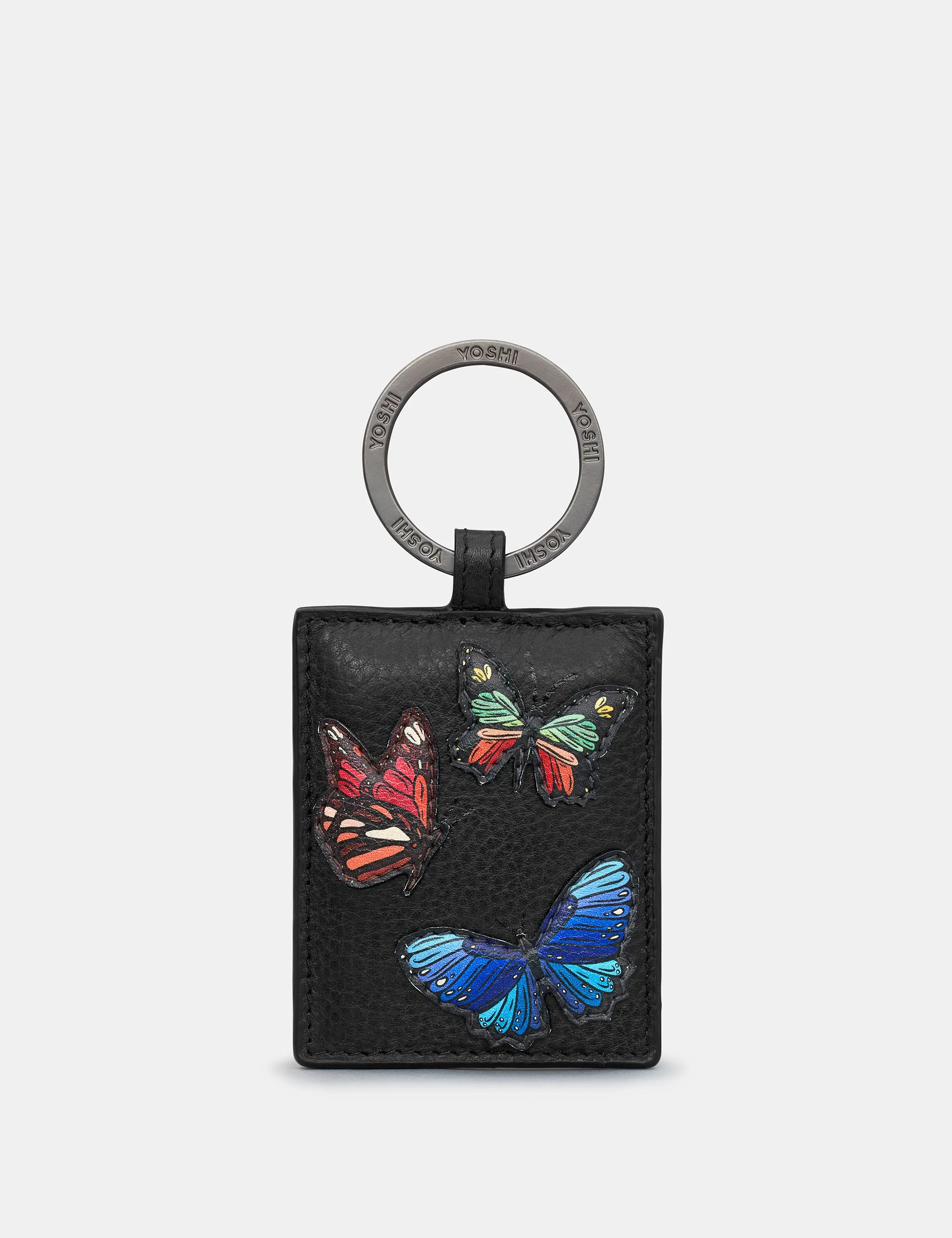 Amongst Butterflies Black Leather Keyring