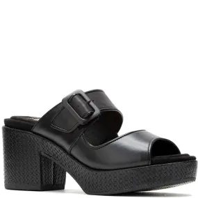 Black Poppy Buckle Slides