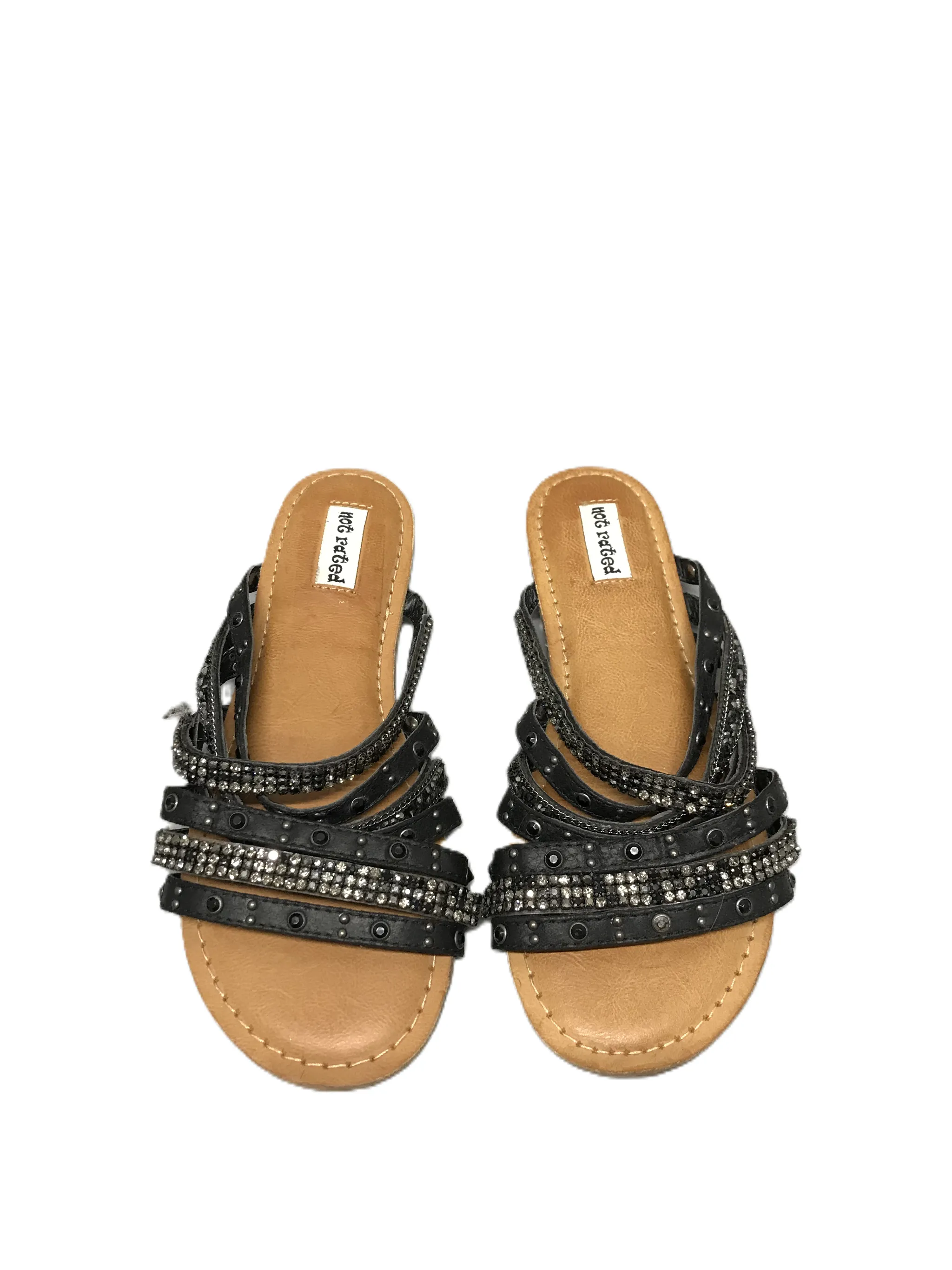 Black Sandals Flats By hot rated, Size: 6