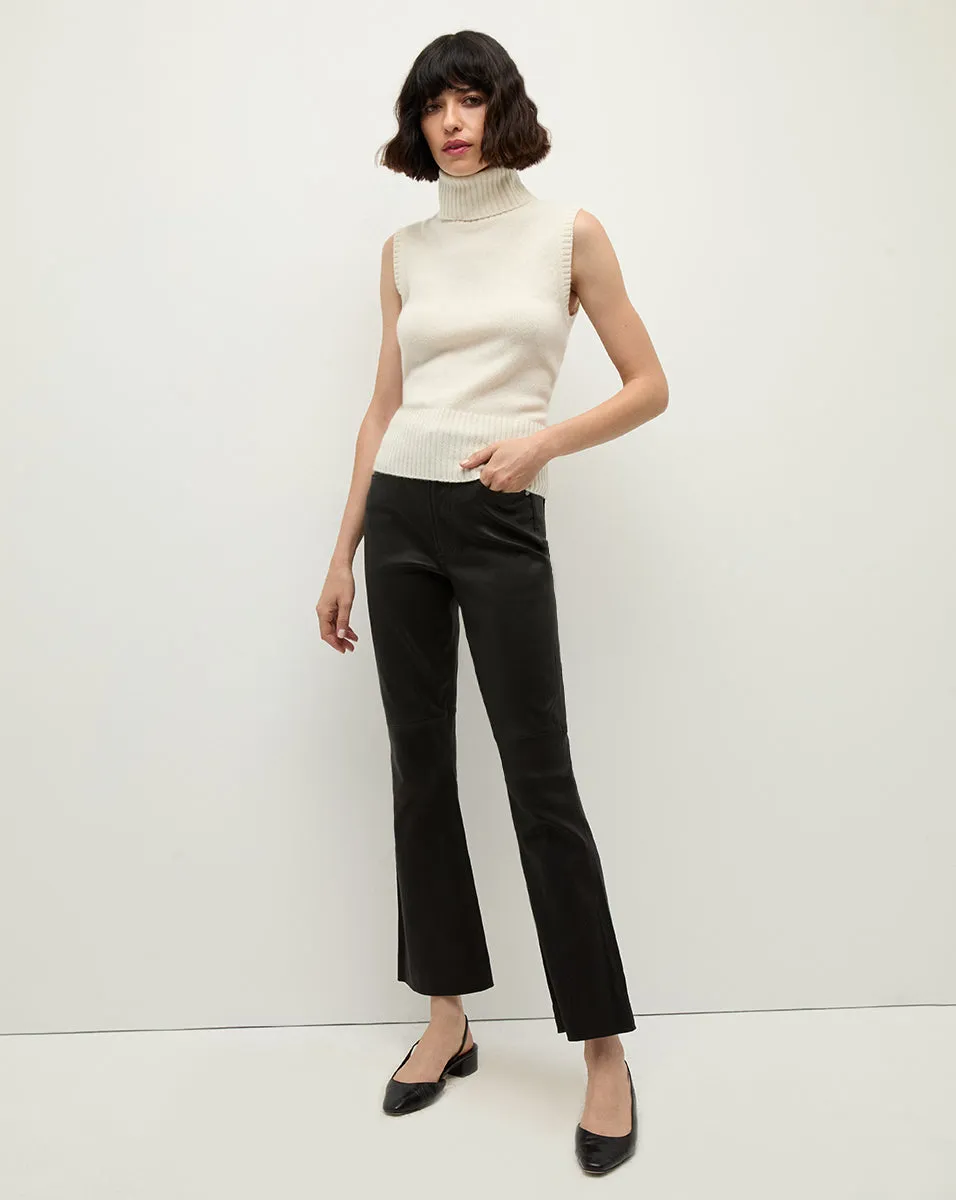 Carson Kick-Flare Leather Pant