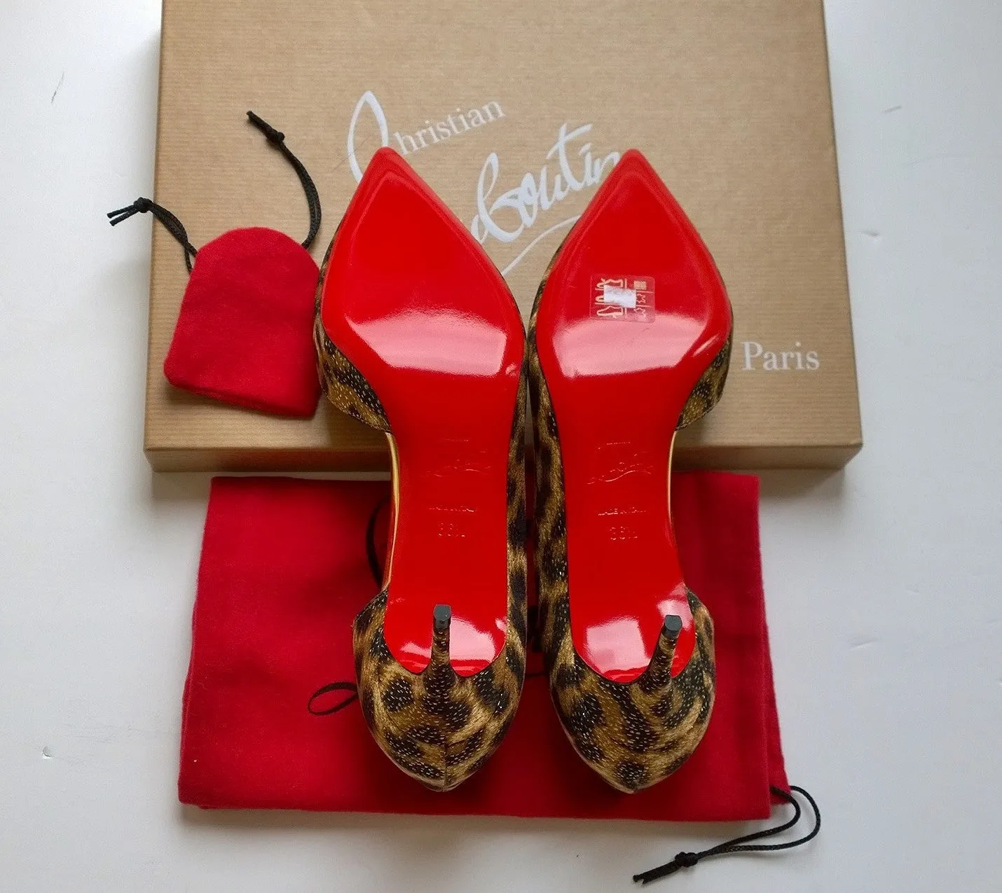 Christian Louboutin Iriza 70 Lurex Panthere Leopard Heels in Glitter Satin