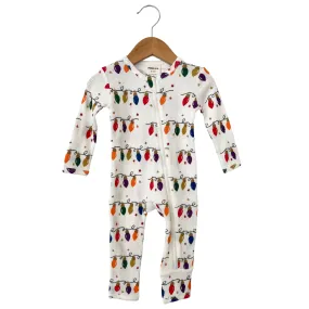 Christmas Lights Organic Waffle Basic Zip Romper