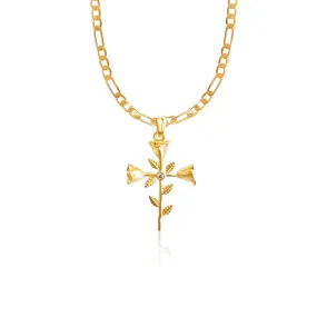 Compassionate Faith Rose Cross Necklace - Gold Filled