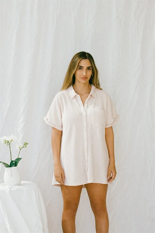 Cosy PJ Shirt Dress - Musk