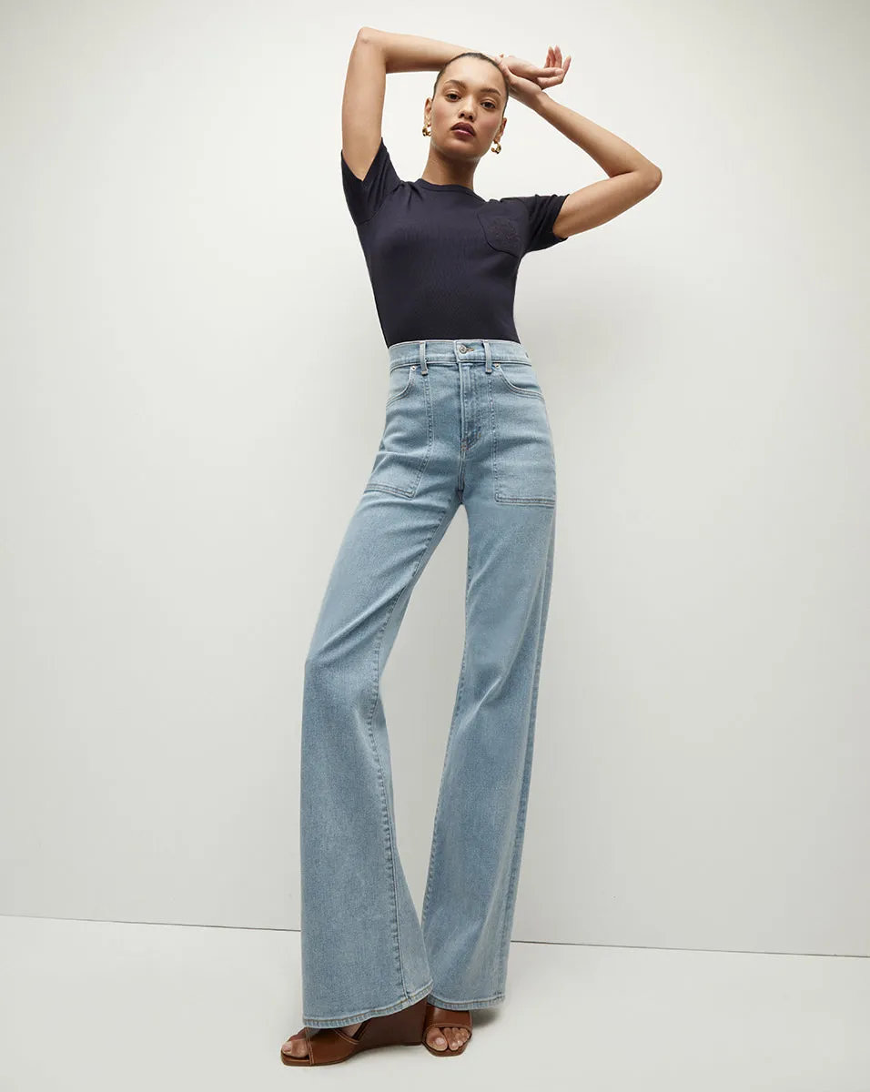 Crosbie Patch Pockets Slim Wide Leg Jean