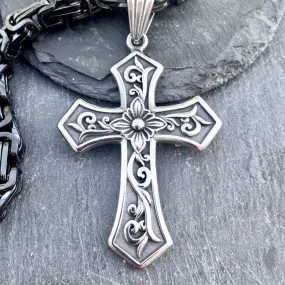 Cross - Scrollwork Cross Pendant - Necklace (692)