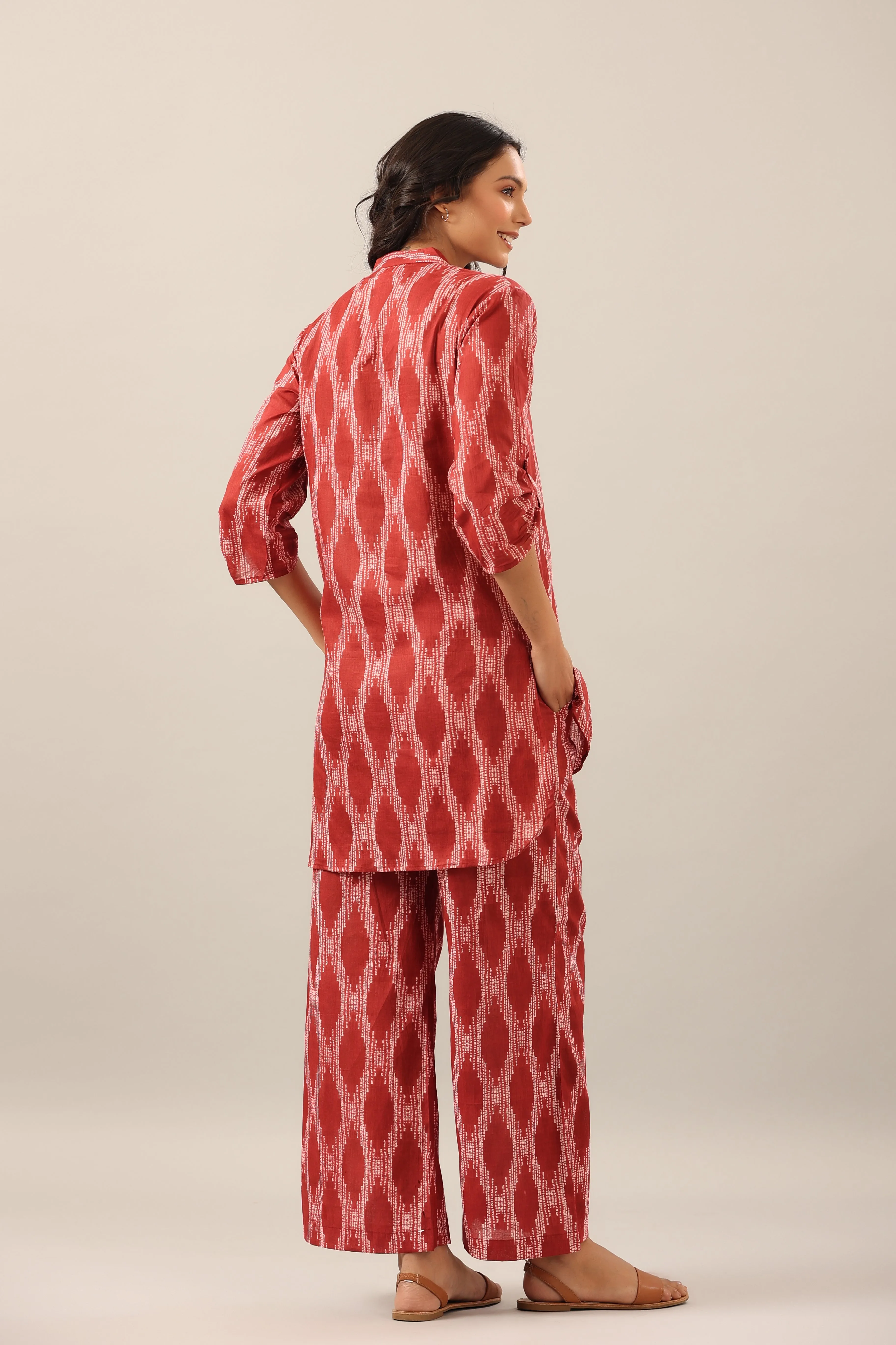 Dotted Shibori on Maroon Lounge Co-ord Set