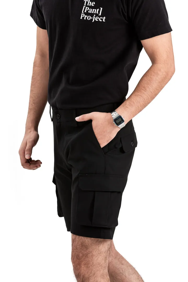 Ebony Black Stretch Cargo Shorts