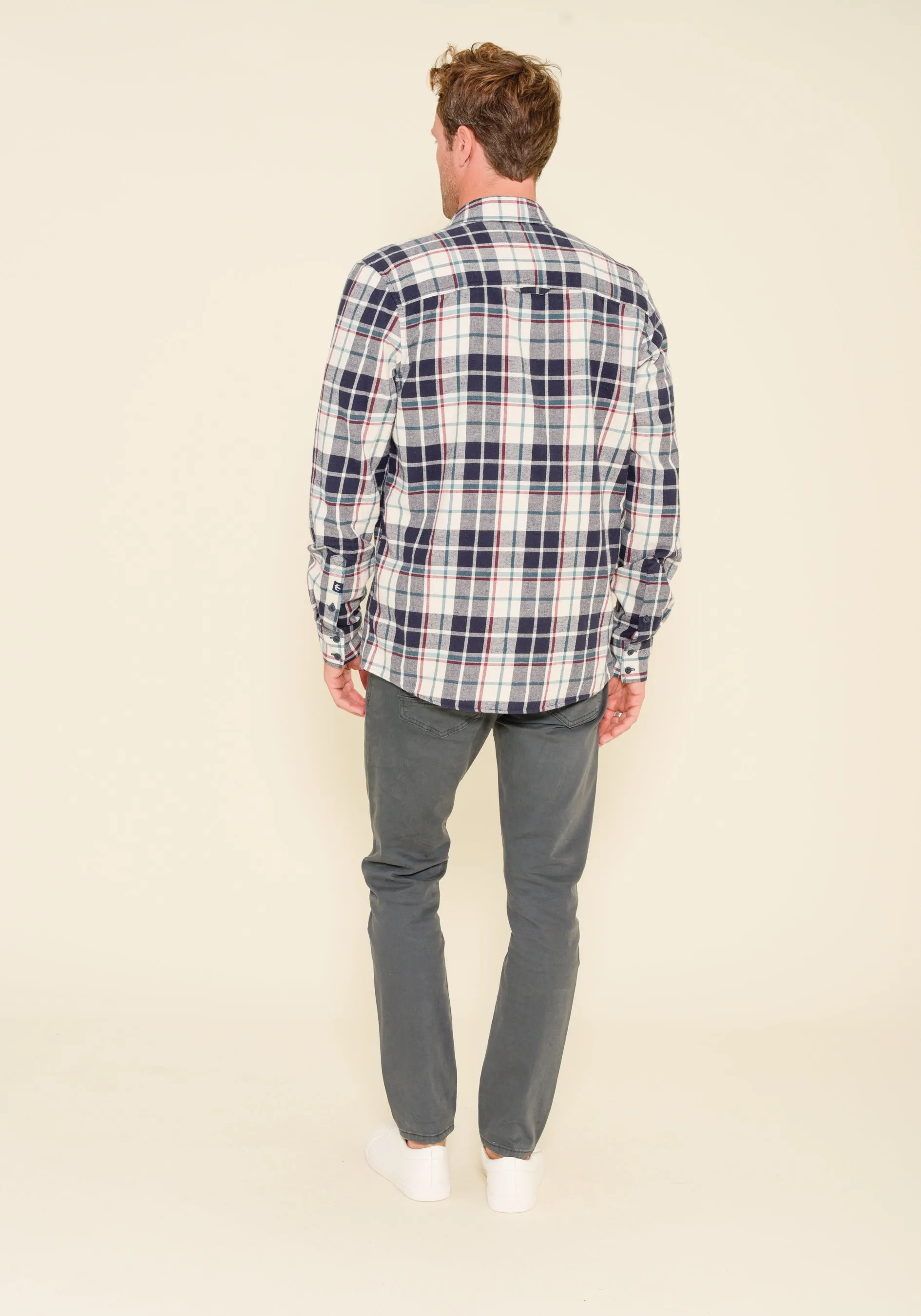 Ecru Navy Check Shirt