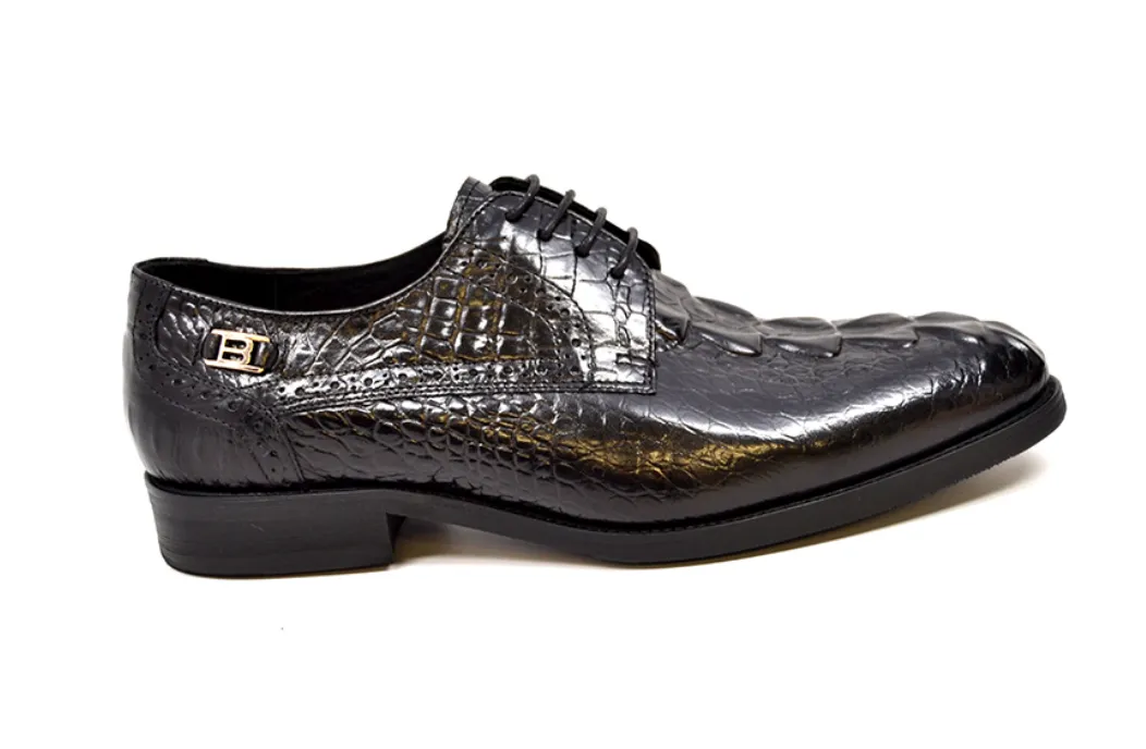 Elegance Black Croc Leather Dress Shoes - Stylish & Comfortable