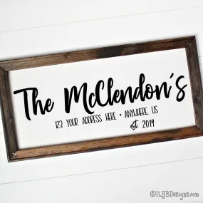 FAMILY NAME Framed Canvas Sign - Custom Canvas Sign - Personalized Family Sign