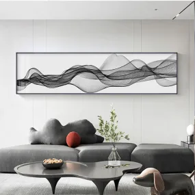 Flowing Lines Abstract Geometric Wide Format Wall Art Fine Art Canvas Print For Living Room Bedroom Picture For Above The Bed