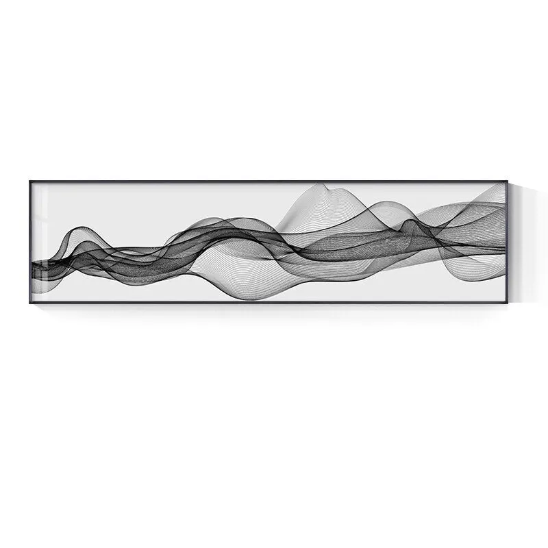 Flowing Lines Abstract Geometric Wide Format Wall Art Fine Art Canvas Print For Living Room Bedroom Picture For Above The Bed