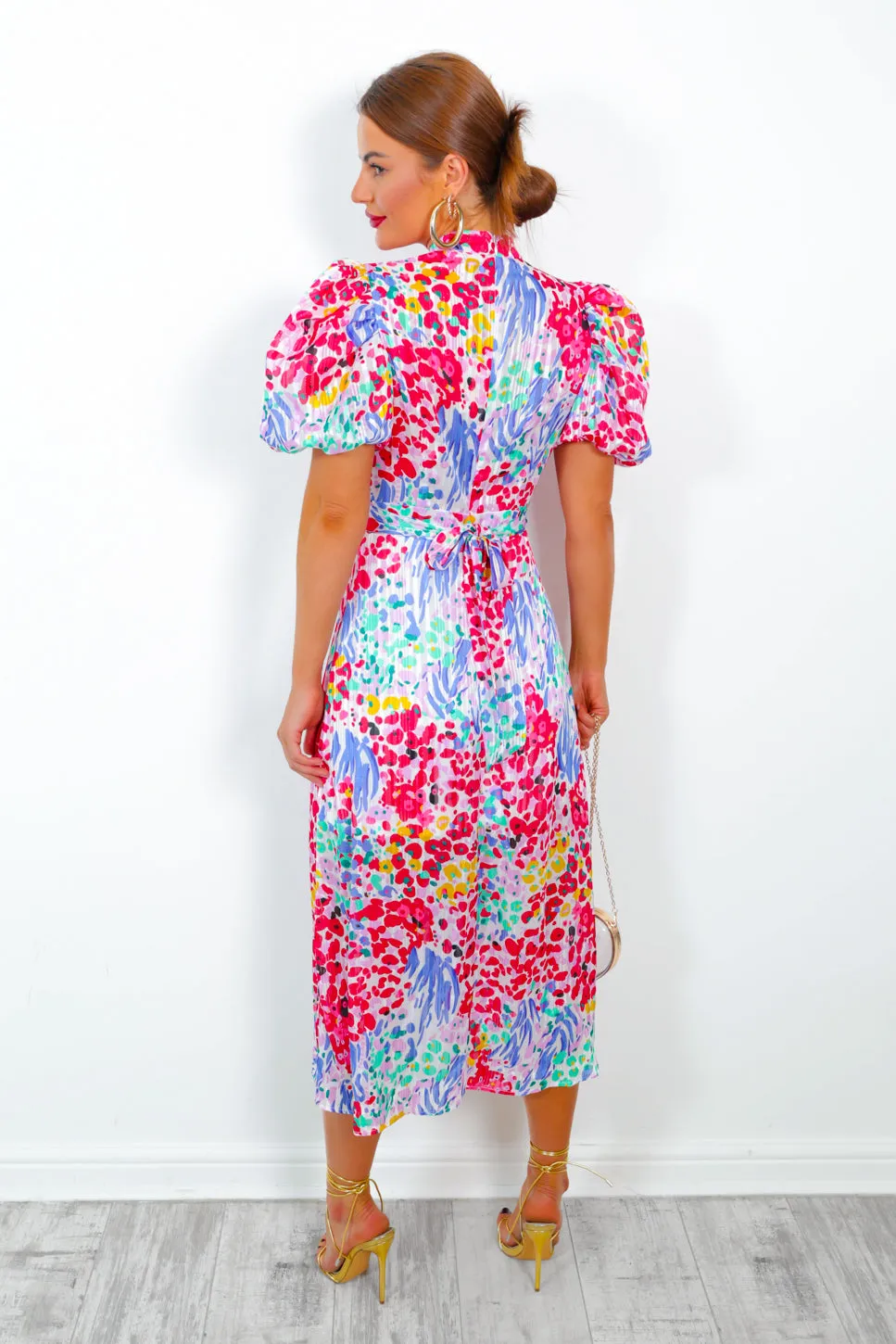 Got The Flower - Pink Multi Floral Midi Dress