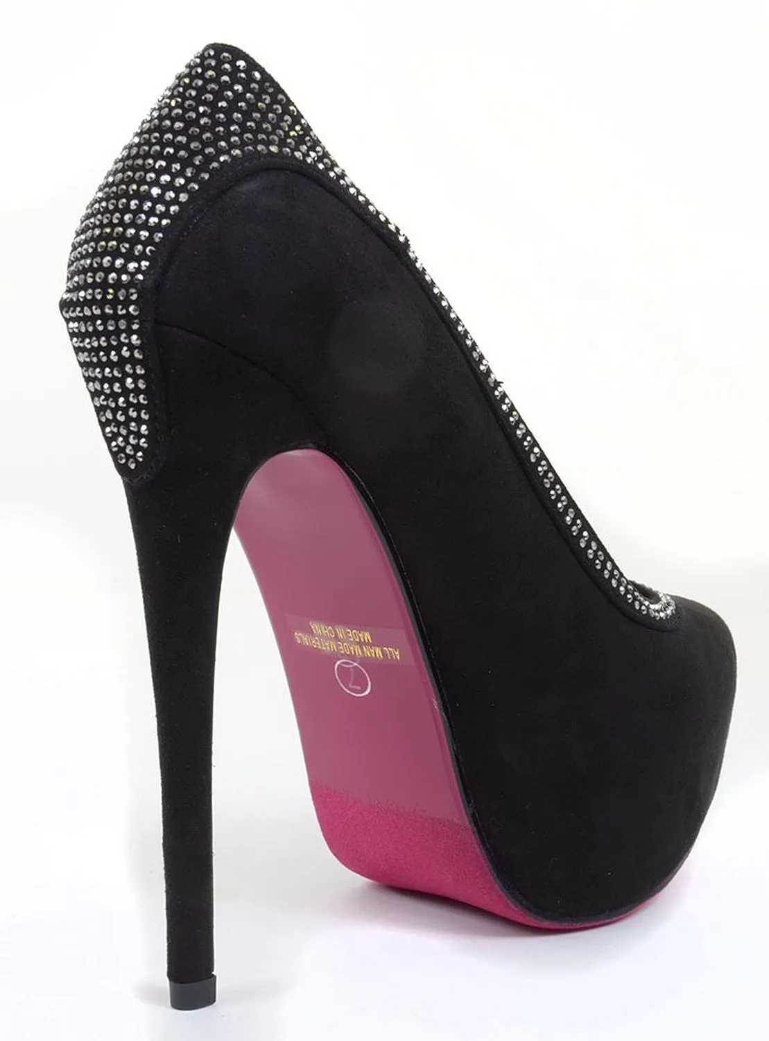 Jeweled Rhinestone  Hidden Platform Stiletto Vegan Pump