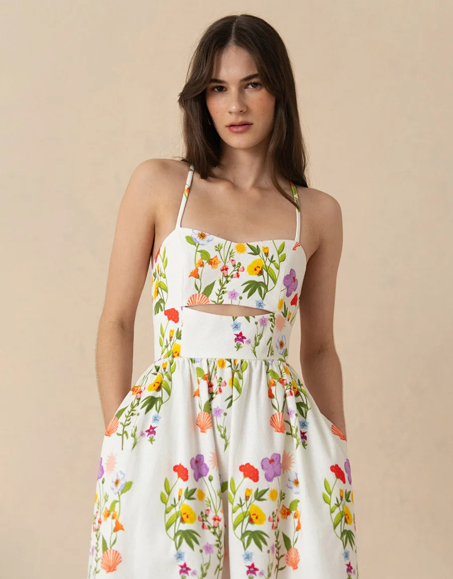 Jordan Pique Midi Dress - Terrazzo Flower White - SALE