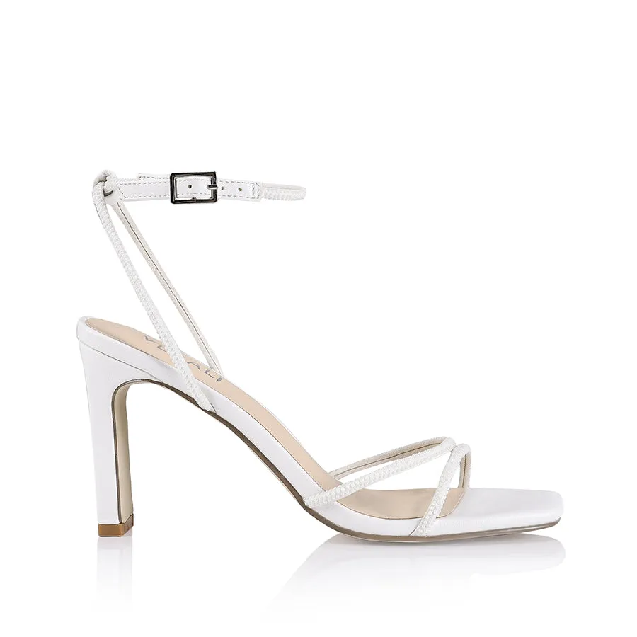 Kian Block Heel Sandals - White Pearl