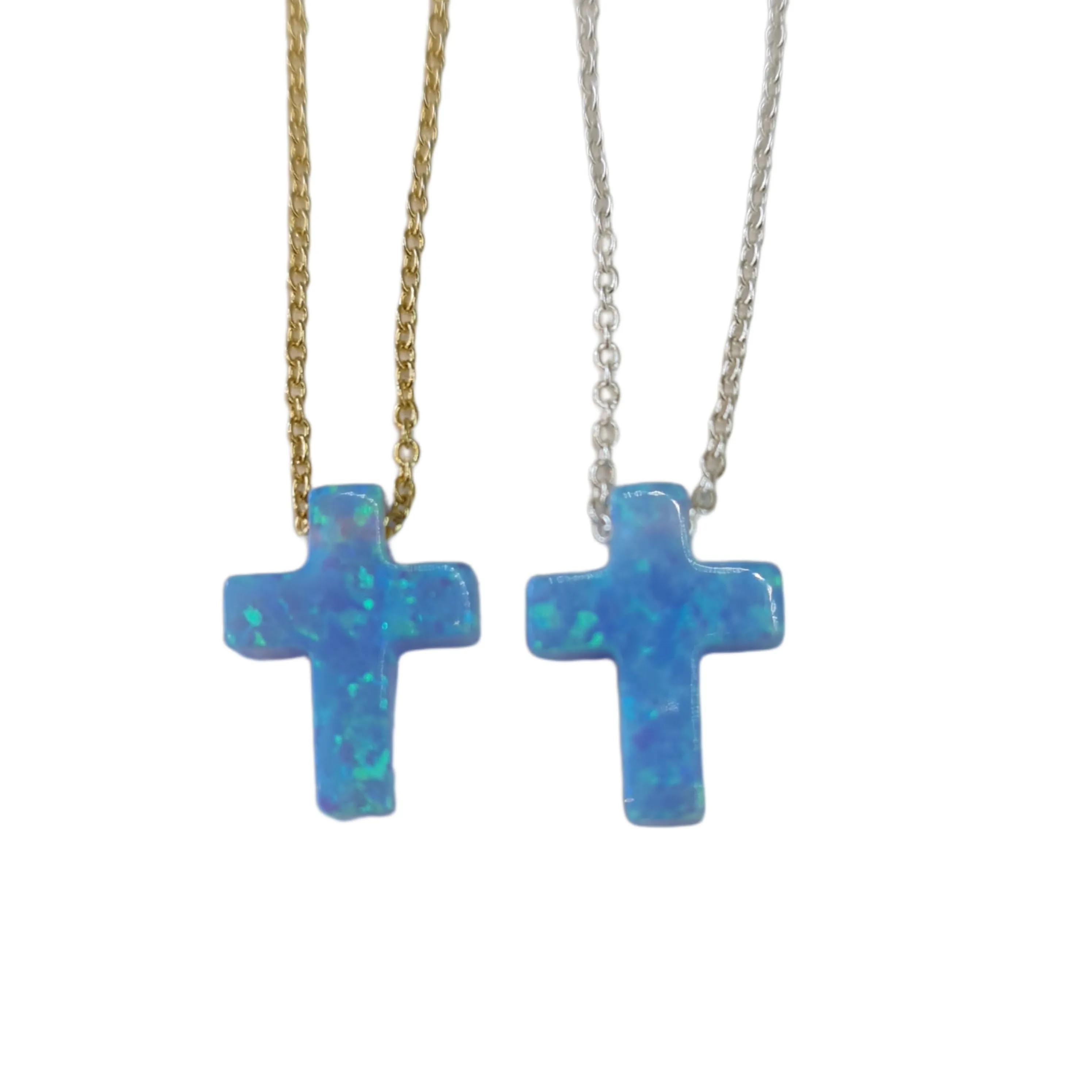 Light Blue Opal Cross necklace