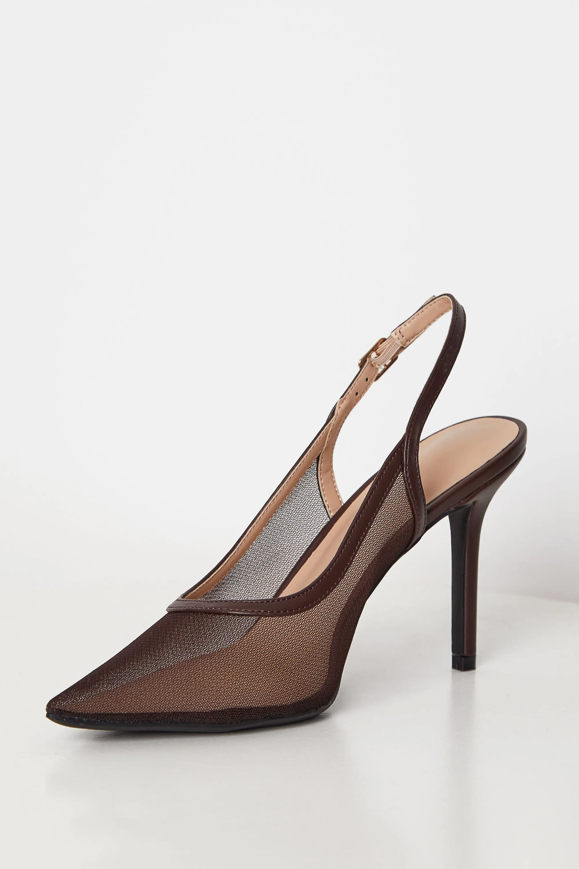 Lynn Brown Mesh Slingback Heel