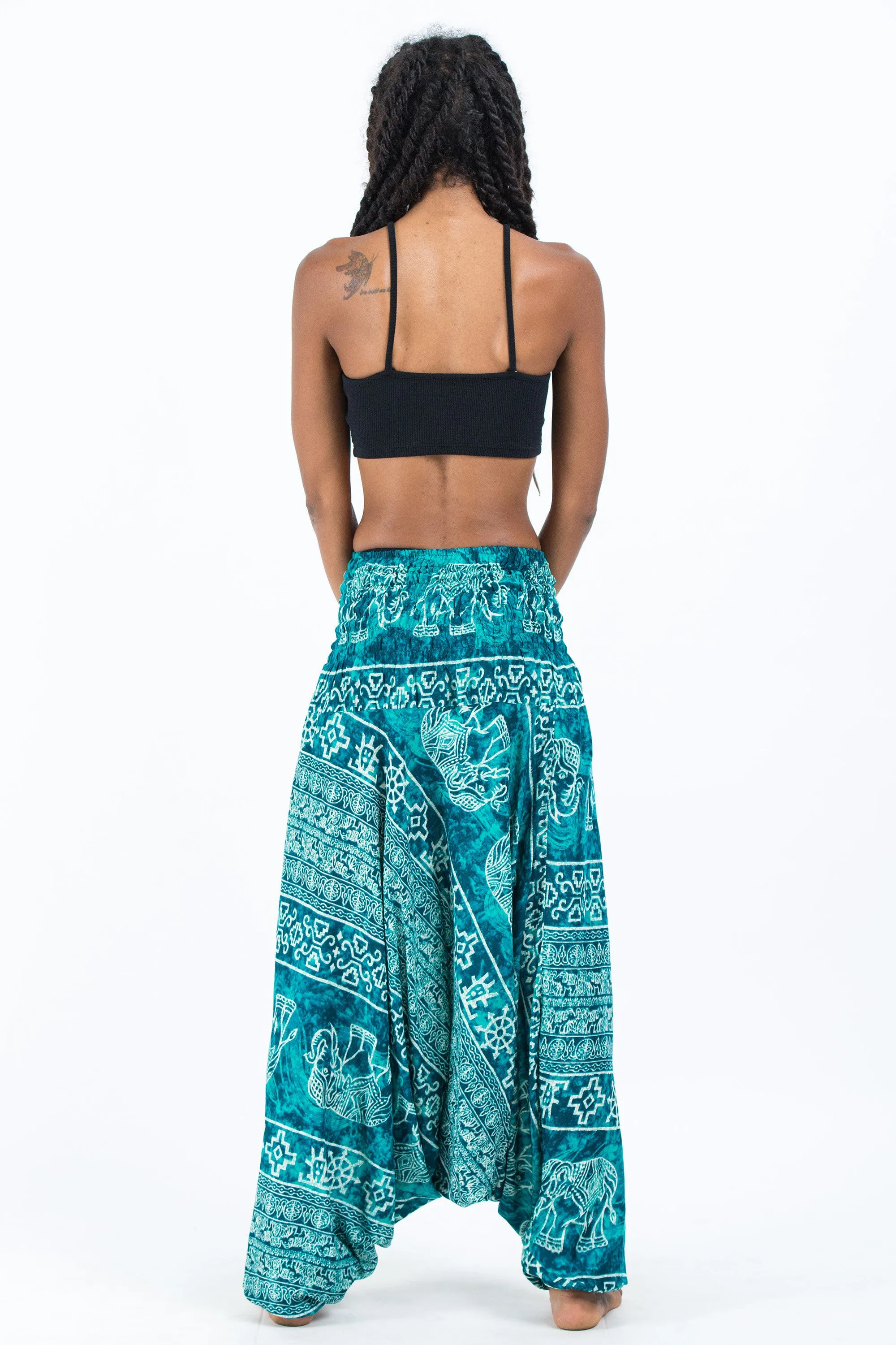 Marble Elephant 2-in-1 Jumpsuit Elephant Pants in Turquoise