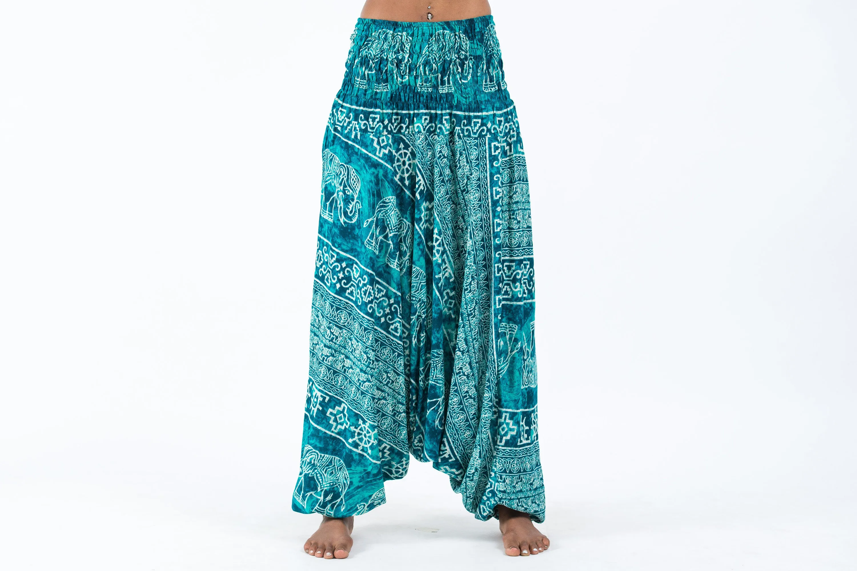 Marble Elephant 2-in-1 Jumpsuit Elephant Pants in Turquoise