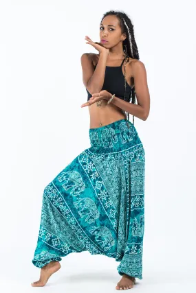 Marble Elephant 2-in-1 Jumpsuit Elephant Pants in Turquoise