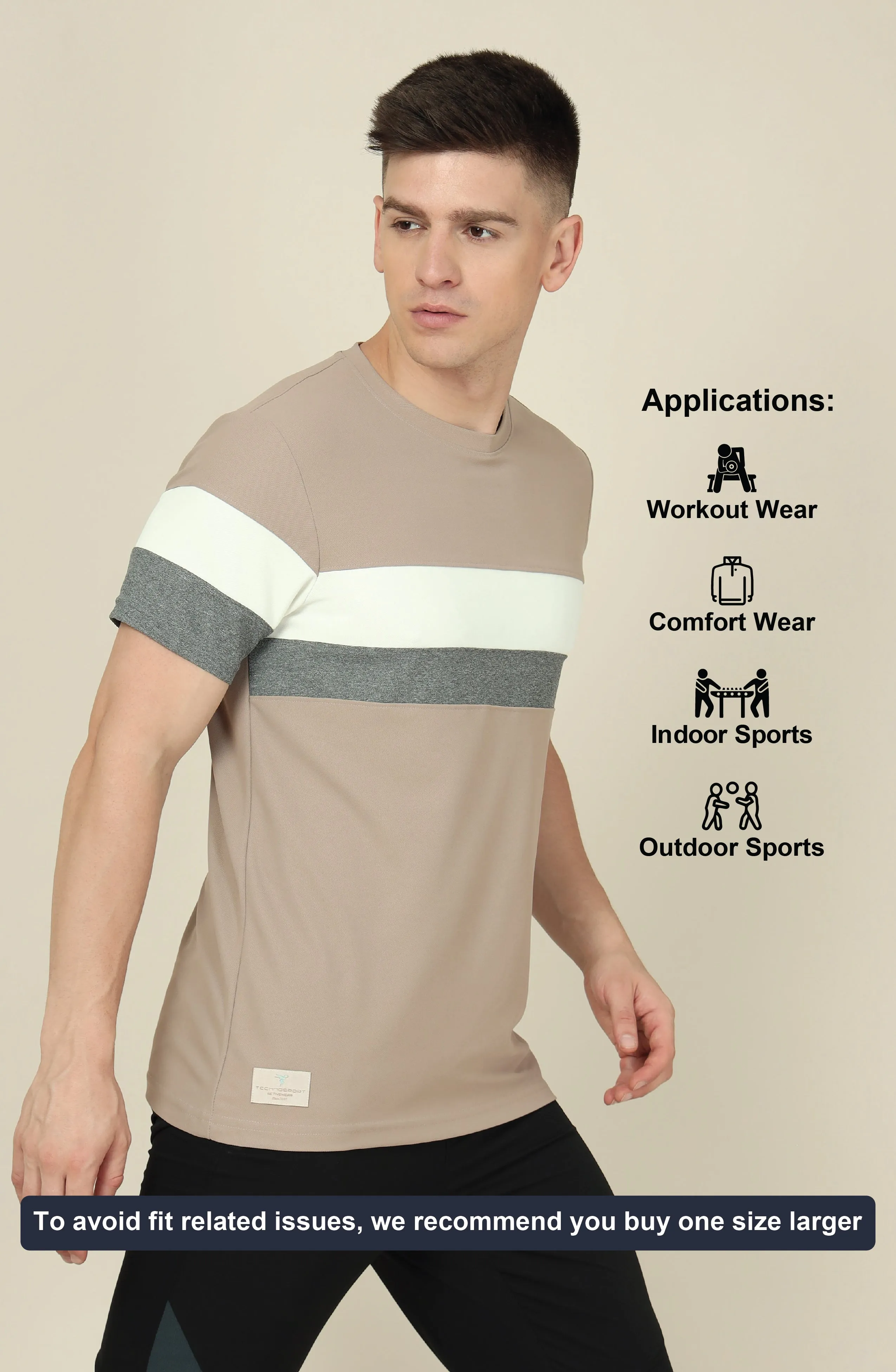 Men Colorblock Slim Fit Crew Neck T-shirt with MATPIQ