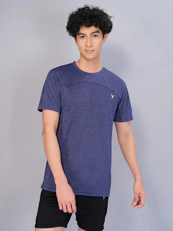 Men Crew Neck Slim Fit Melange T-shirt with DOUBLE COOL