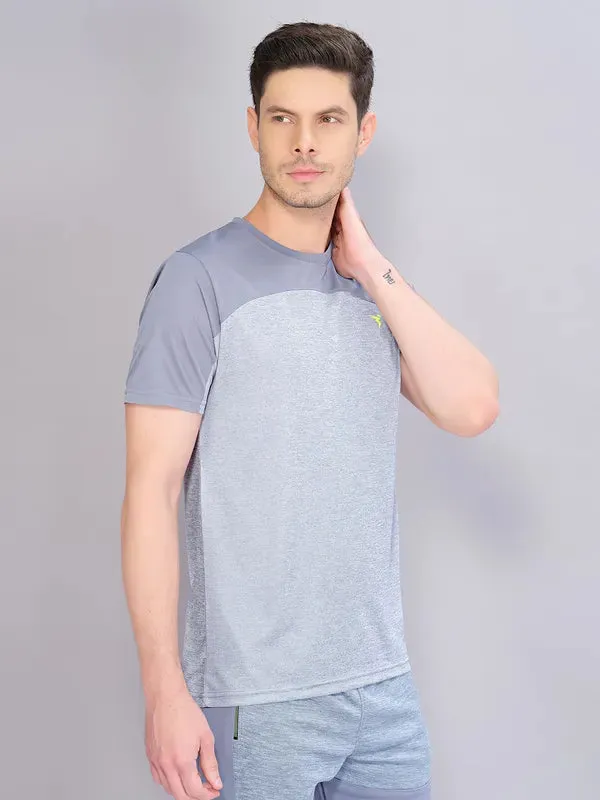 Men Crew Neck Slim Fit Melange T-shirt with DOUBLE COOL