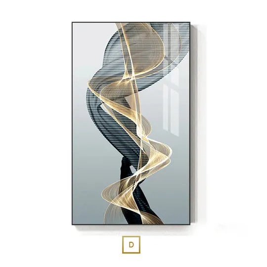 Modern Abstract Flowing Vibrations Wall Art Fine Art Canvas Prints Yellow Black Gray Silk Vape Pictures For Living Room Home Office Interiors