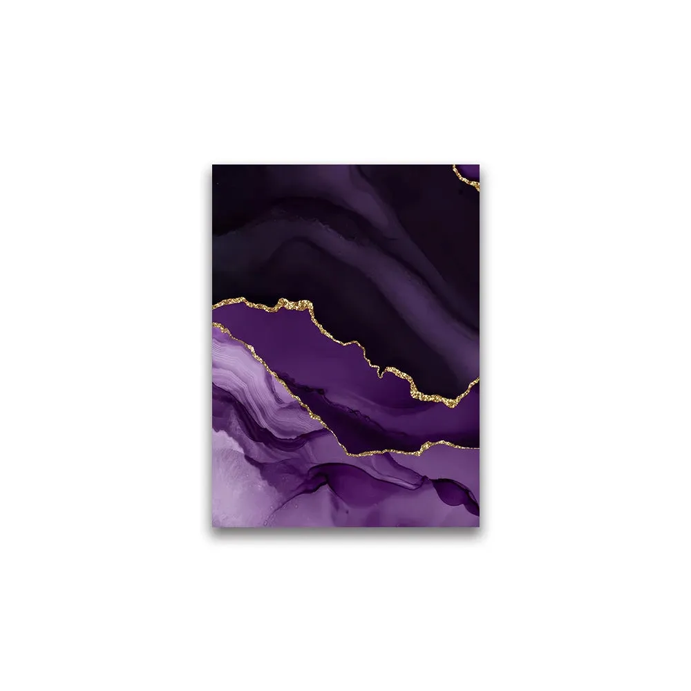 Modern Abstract Liquid Purple Black Marble Print Wall Art Fine Art Canvas Prints Pictures For Living Room Dining Room Home Office Art Decor